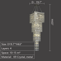 Extra Large Foyer Vertical Layers K9 Crystal Chandelier Chrome Ceiling Lighting Fixture For Staircase Entryway Decor-Momo Lighting