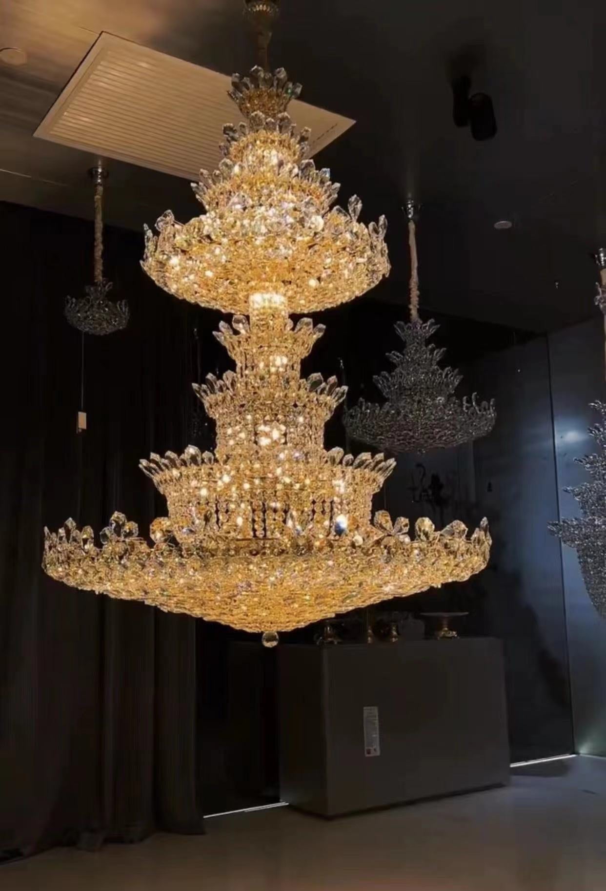 Extra Large Luxury Gold Empire Crystal Chandelier Multi-Layers Fixture For Foyer/ Big Hallway/ Hotel lobby/ Palace Hall-Momo Lighting