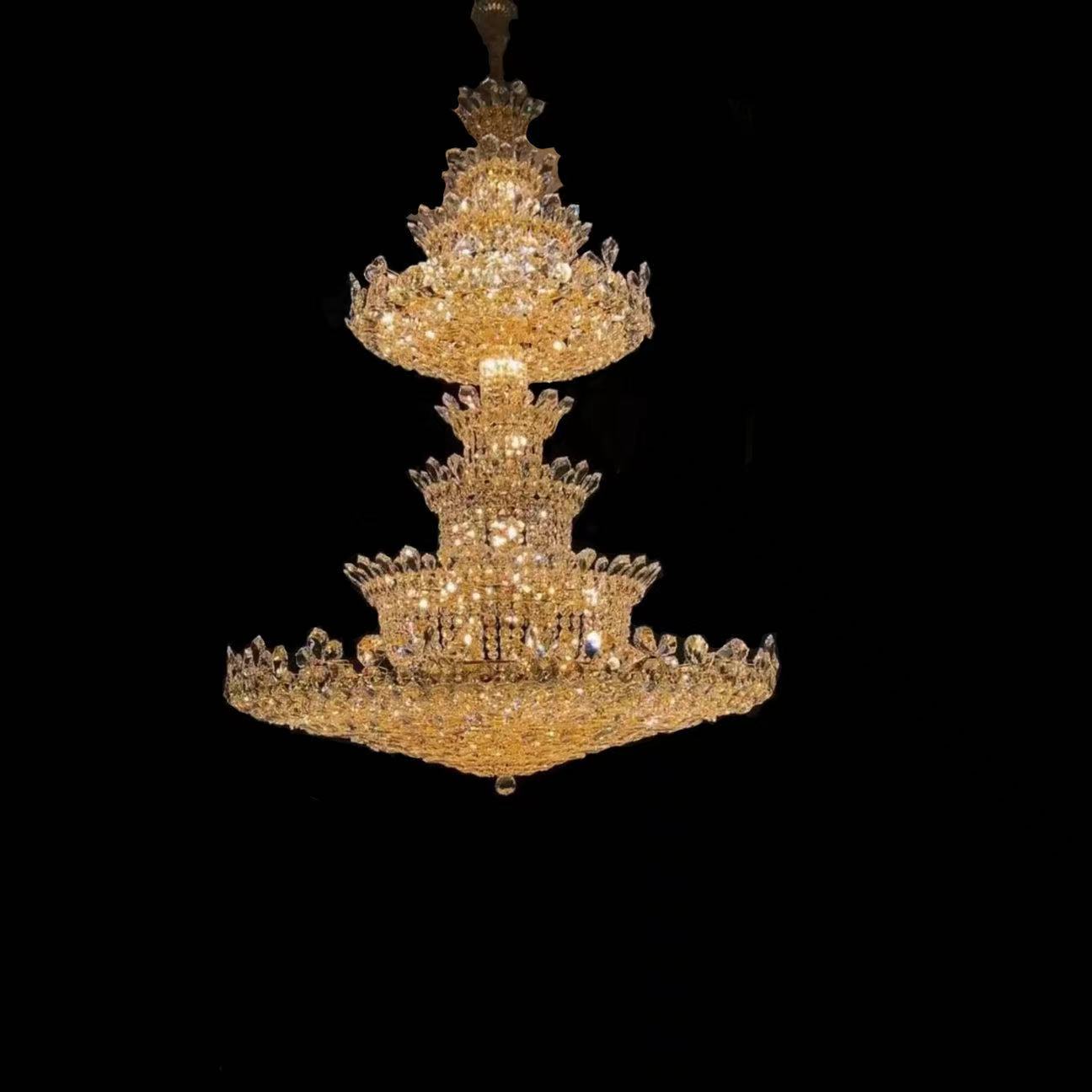 Extra Large Luxury Gold Empire Crystal Chandelier Multi-Layers Fixture For Foyer/ Big Hallway/ Hotel lobby/ Palace Hall-Momo Lighting