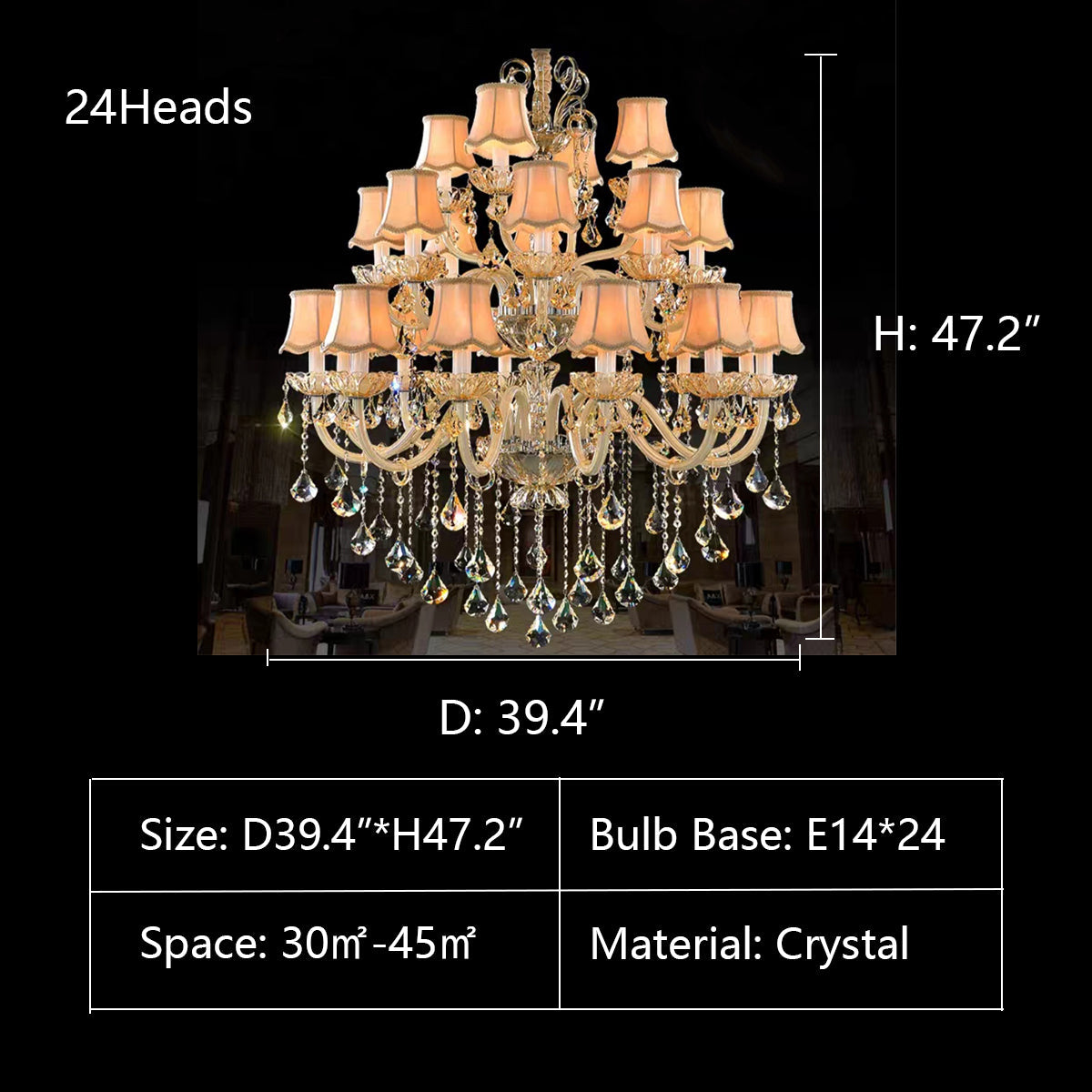 Extra Large Luxury Multi-Tiered Crystal Pendant Chandelier for High-Ceiling Rooms-Momo Lighting