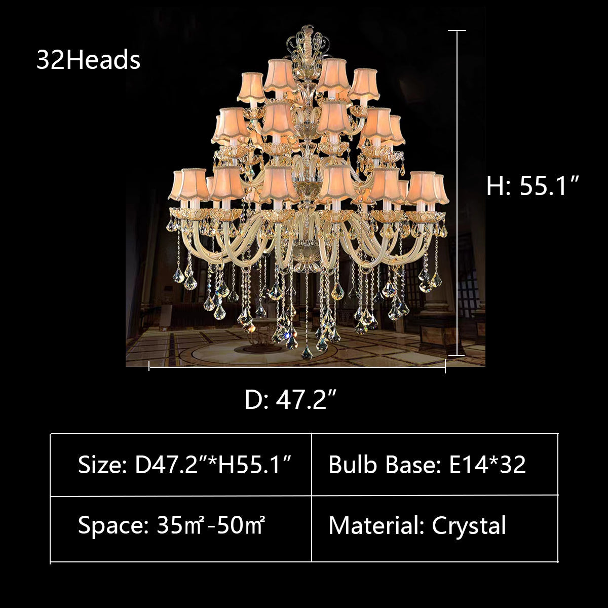 Extra Large Luxury Multi-Tiered Crystal Pendant Chandelier for High-Ceiling Rooms-Momo Lighting