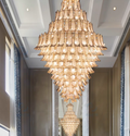 Extra Large Luxury Multi-tier Gold Pendant Glass Chandelier for Stairs/Large High-ceiling Room-Momo Lighting