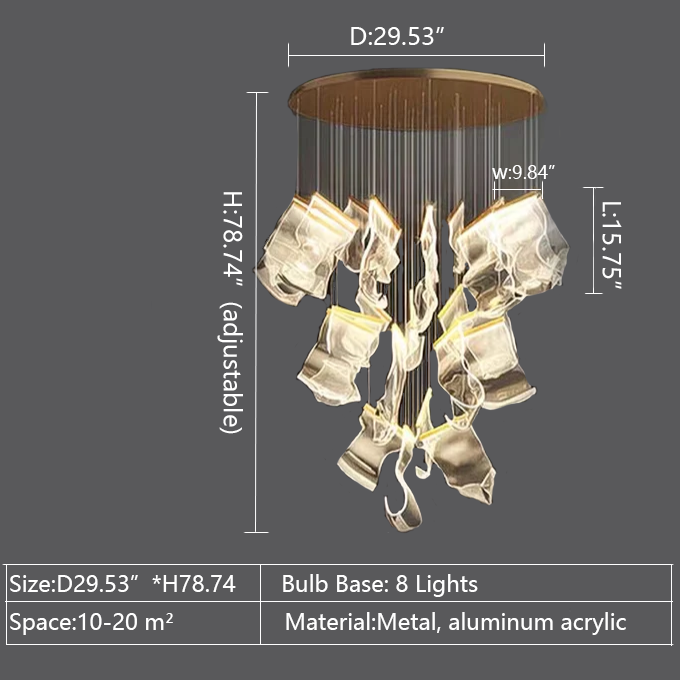 Extra Large Modern Acrylic Chandelier for Staircase/Foyer/Villa/Hall-Momo Lighting