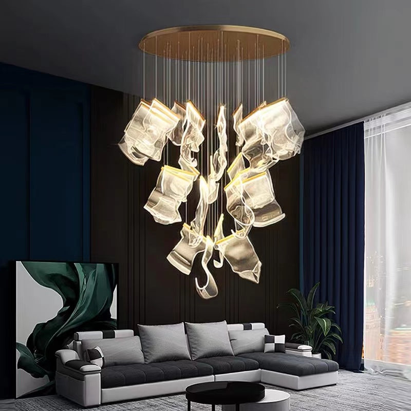 Extra Large Modern Acrylic Chandelier for Staircase/Foyer/Villa/Hall-Momo Lighting