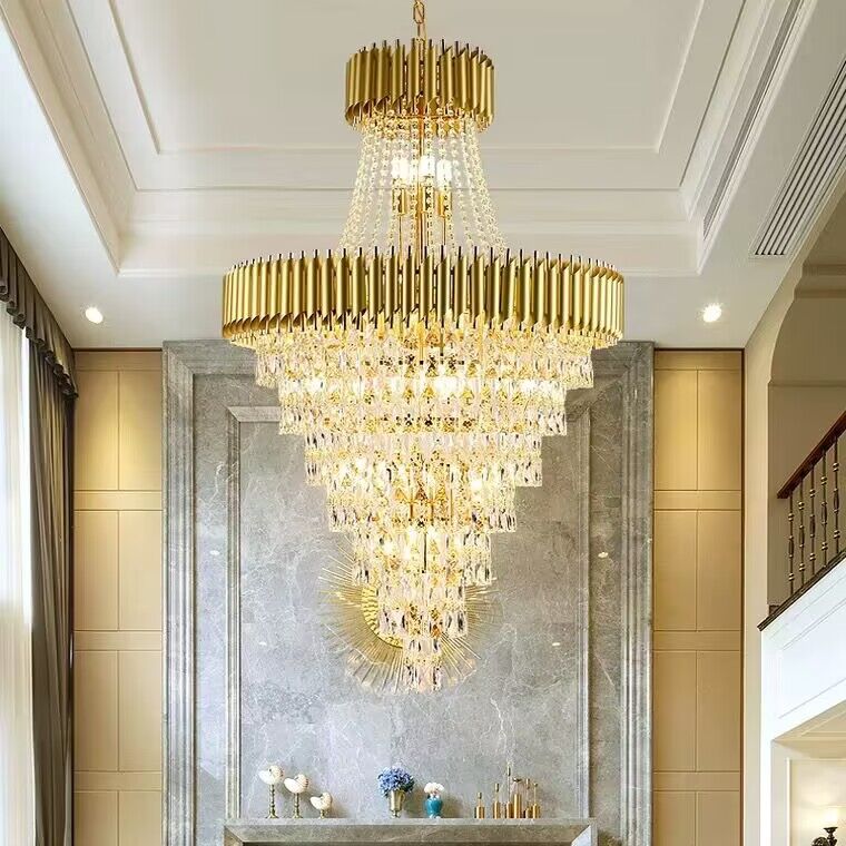 Extra Large Modern Multi-layers Gold/Black Light Luxury Crystal Chandelier For 2-Story Living Room,Foyer-Momo Lighting