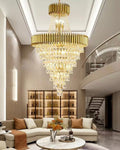 Extra Large Modern Multi-layers Gold/Black Light Luxury Crystal Chandelier For 2-Story Living Room,Foyer-Momo Lighting