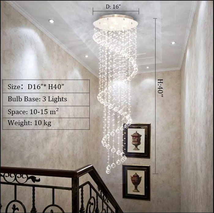 Extra Large Modern Spiral Raindrop Crystal Chandelier For Entryway-Momo Lighting