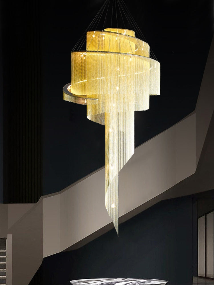 Extra Large Multi-layered Post-Modern Luxury Metal Chains Chandelier for High-ceiling Room-Momo Lighting
