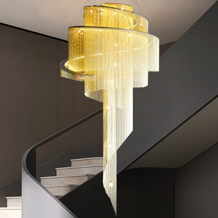 Extra Large Multi-layered Post-Modern Luxury Metal Chains Chandelier for High-ceiling Room-Momo Lighting