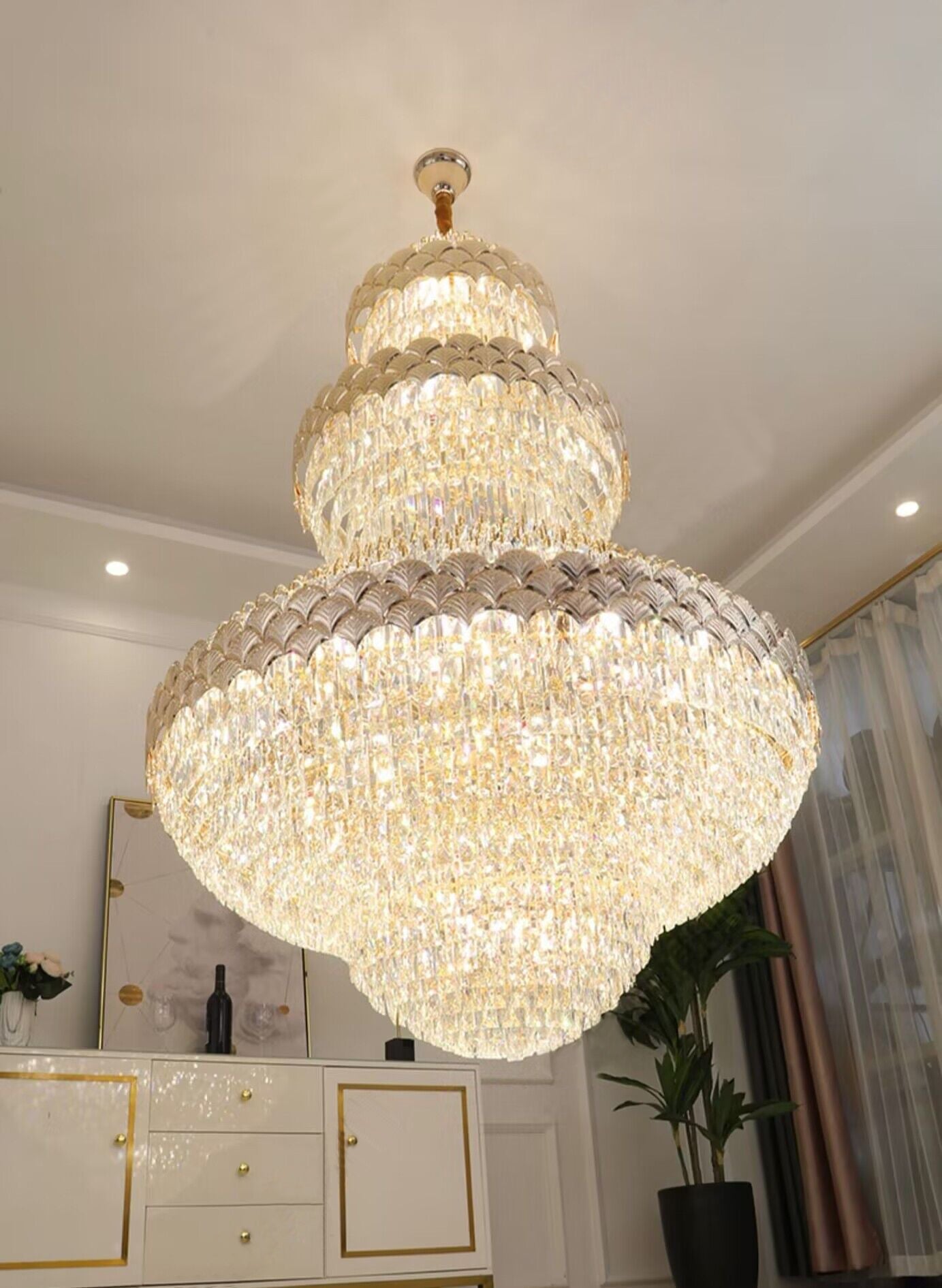 Extra Large Multi-layers Gold Luxury Crystal Chandelier Modern Empire Decrative Crystal Light-Momo Lighting