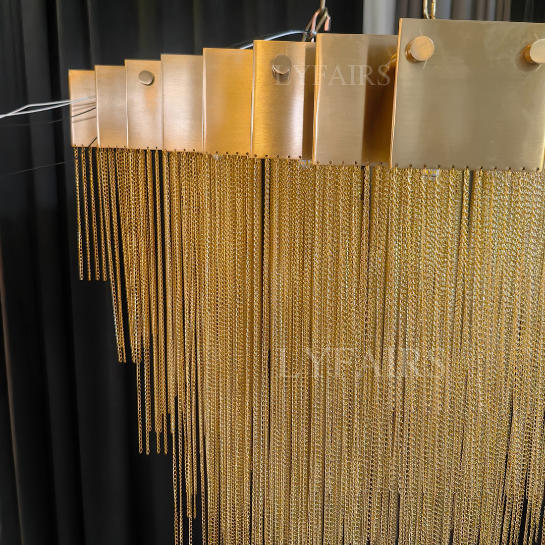 Extra Large Multi-tier Aluminum Tassel Chain Art Chandelier for Villa/Stairs/Foyer/Living Room-Momo Lighting