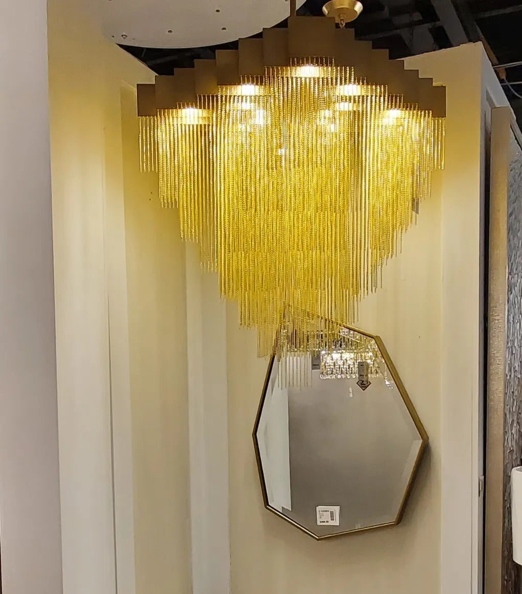 Extra Large Multi-tier Aluminum Tassel Chain Art Chandelier for Villa/Stairs/Foyer/Living Room-Momo Lighting