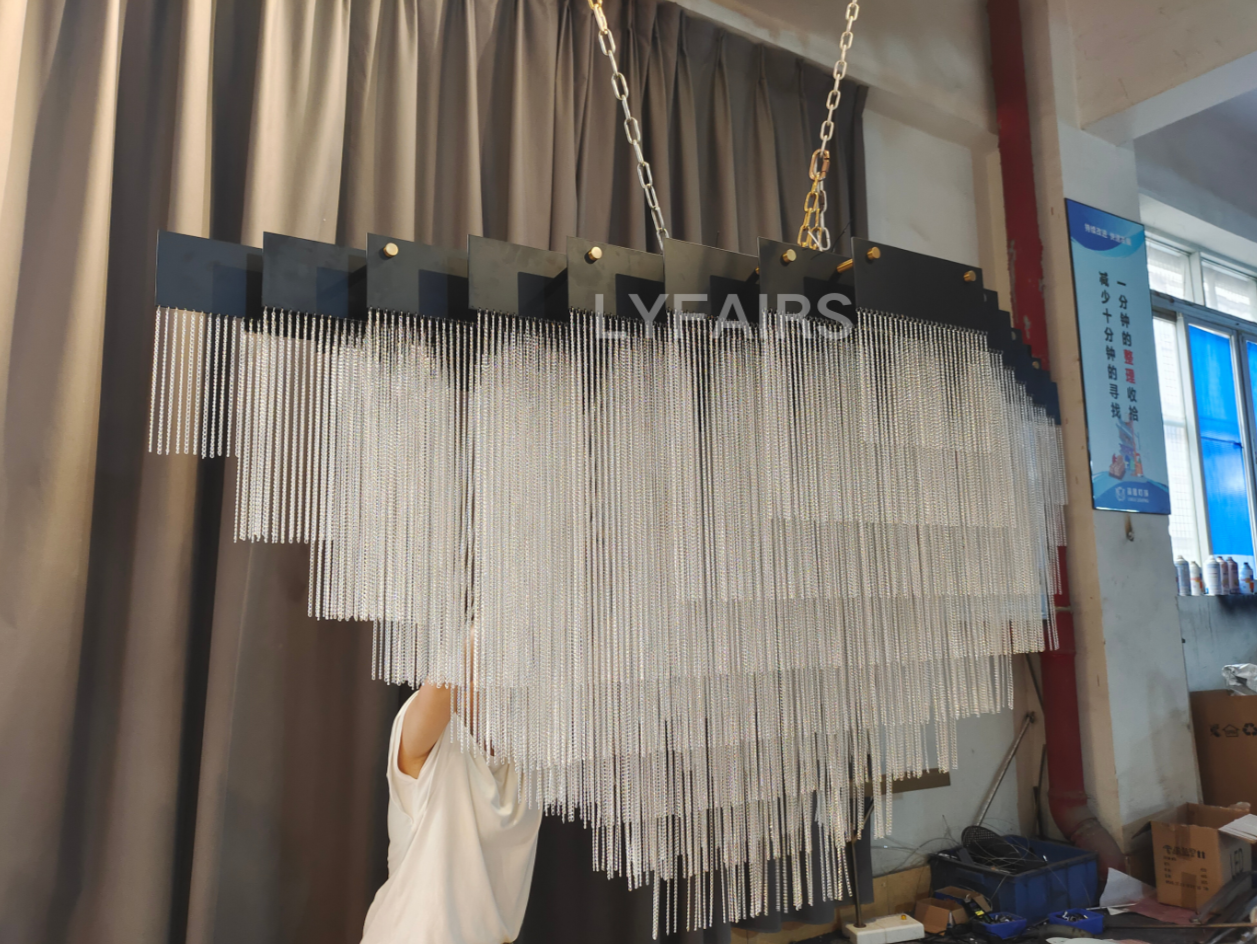 Extra Large Multi-tier Aluminum Tassel Chain Art Chandelier for Villa/Stairs/Foyer/Living Room-Momo Lighting