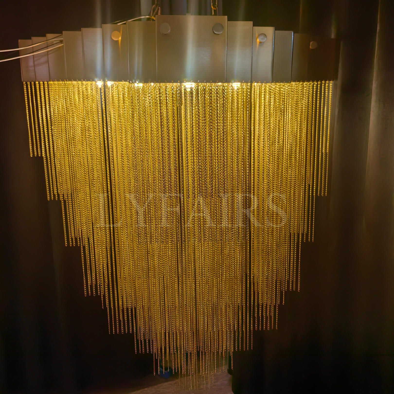 Extra Large Multi-tier Aluminum Tassel Chain Art Chandelier for Villa/Stairs/Foyer/Living Room-Momo Lighting