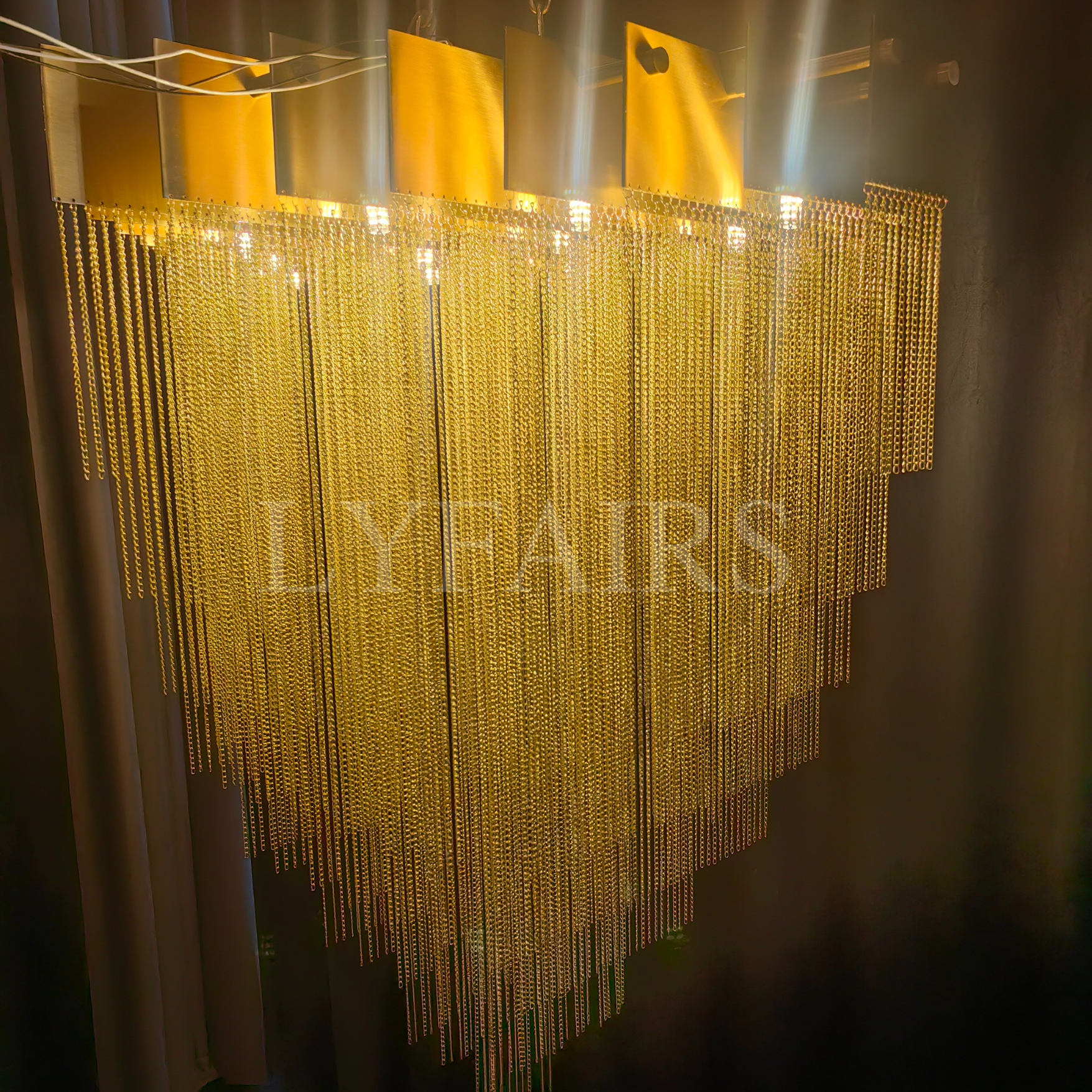 Extra Large Multi-tier Aluminum Tassel Chain Art Chandelier for Villa/Stairs/Foyer/Living Room-Momo Lighting