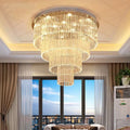 Extra Large Multi-tier Round Flush Mount Light Crystal Rod Chandelier for Living Room/Foyer-Momo Lighting