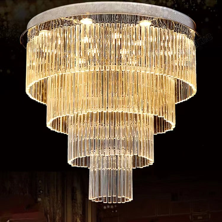 Extra Large Multi-tier Round Flush Mount Light Crystal Rod Chandelier for Living Room/Foyer-Momo Lighting