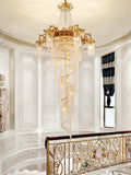 Extra Large Retro Luxury Full Copper Crystal Chandelier for Staircase/ Duplexes/ Villas-Momo Lighting