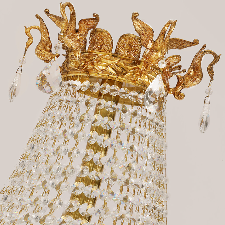 Extra Large Retro Luxury Full Copper Crystal Chandelier for Staircase/ Duplexes/ Villas-Momo Lighting