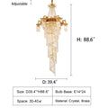Extra Large Retro Luxury Full Copper Crystal Chandelier for Staircase/ Duplexes/ Villas-Momo Lighting