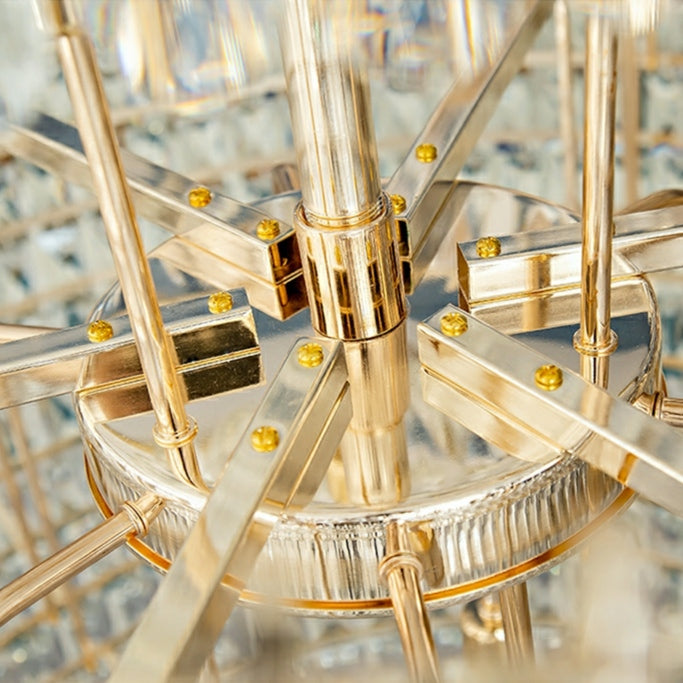 Extra Large Round Crystal Chandelier Luxury Foyer High Ceiling Light Fixture For Living Room/ Hotel Hall Entrance-Momo Lighting