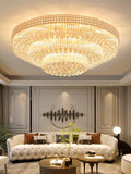 Extra Large Three Layers Round Luxury Flush Mounted Crystal Chandelier for Living Room-Momo Lighting