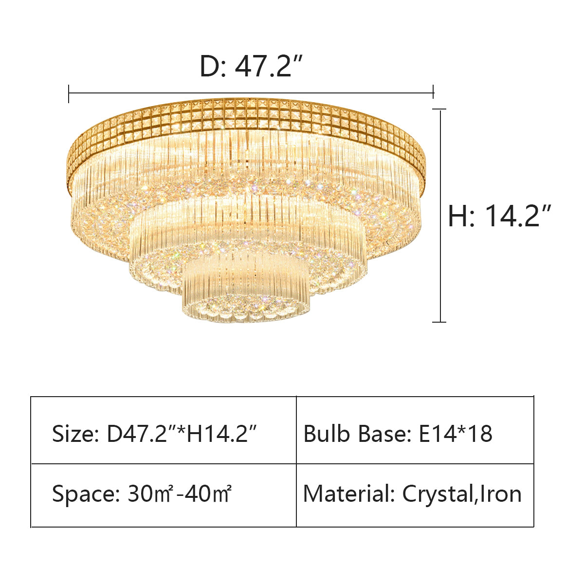 Extra Large Three Layers Round Luxury Flush Mounted Crystal Chandelier for Living Room-Momo Lighting