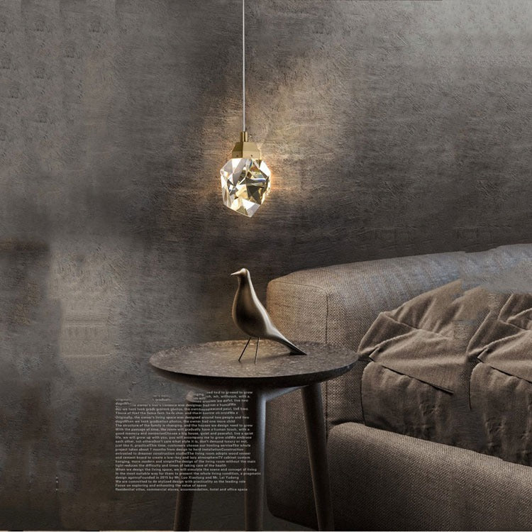 Faceted Crystal Masonry Pendant Light, Brass