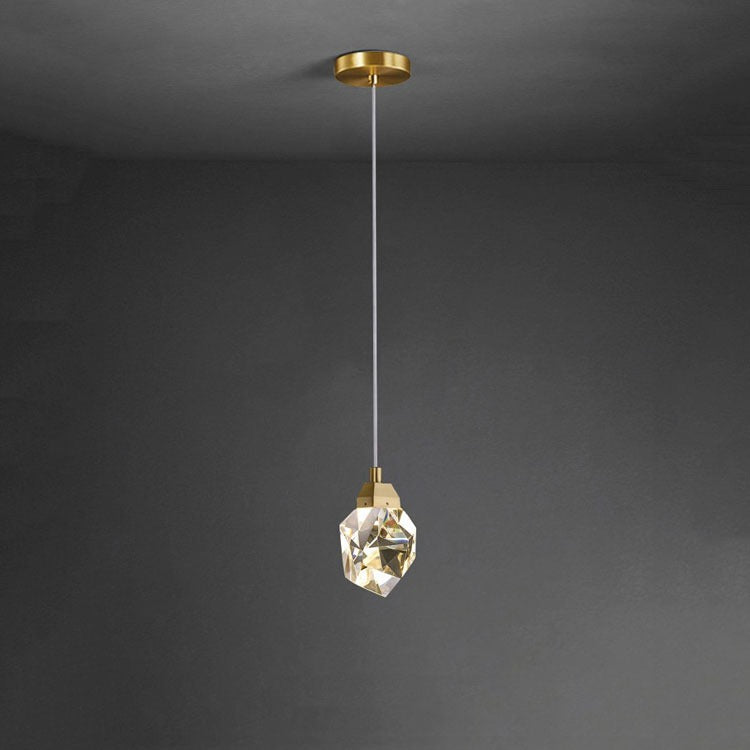 Faceted Crystal Masonry Pendant Light, Brass
