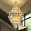Fashion Large Staircase Chandelier For Foyer Living Room Entrance Crystal Ceiling Light Fixture In Gold Finish-Momo Lighting