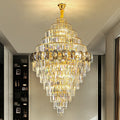 Fashion Large Staircase Chandelier For Foyer Living Room Entrance Crystal Ceiling Light Fixture In Gold Finish-Momo Lighting