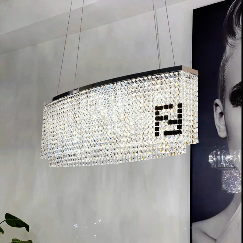 Fendi Modern Oval Crystal Chandelier-Momo Lighting