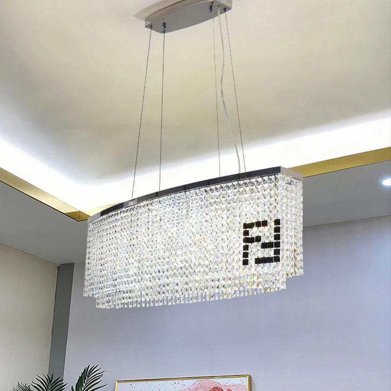 Fendi Modern Oval Crystal Chandelier-Momo Lighting
