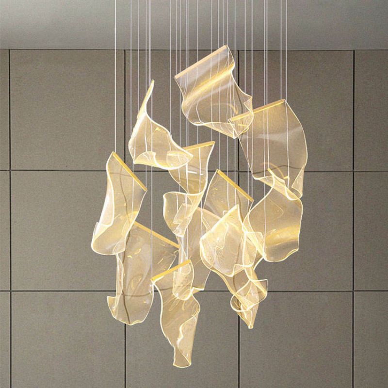 Flame Round Chandelier For Staircase-Momo Lighting
