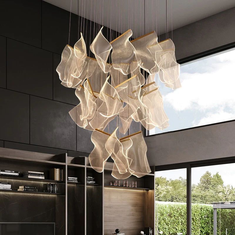Flame Round Chandelier For Staircase-Momo Lighting
