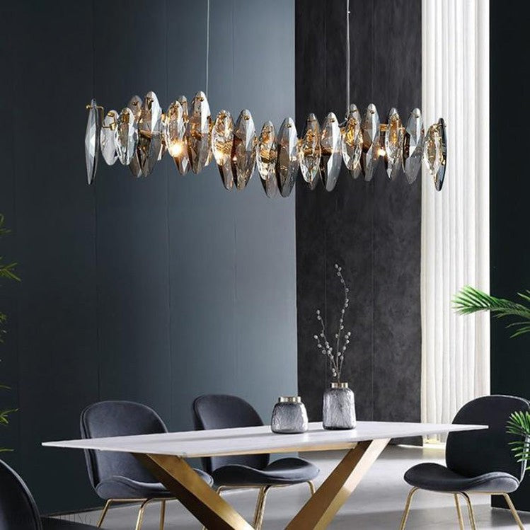 Flor Crystal Linear Chandelier-Momo Lighting