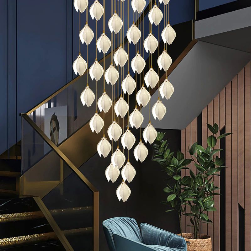 Flower Bud Ceramic Chandelier-Momo Lighting