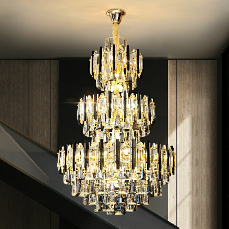 Foyer 3 Layers Extra Large Crystal Chandelier For Living Room Staircase Ceiling Lighting Fixture-Momo Lighting