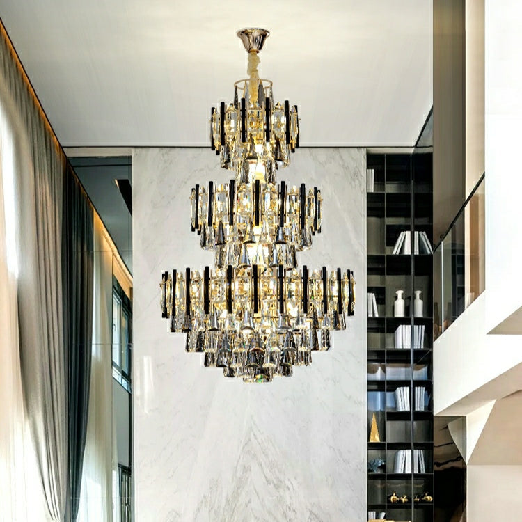 Foyer 3 Layers Extra Large Crystal Chandelier For Living Room Staircase Ceiling Lighting Fixture-Momo Lighting