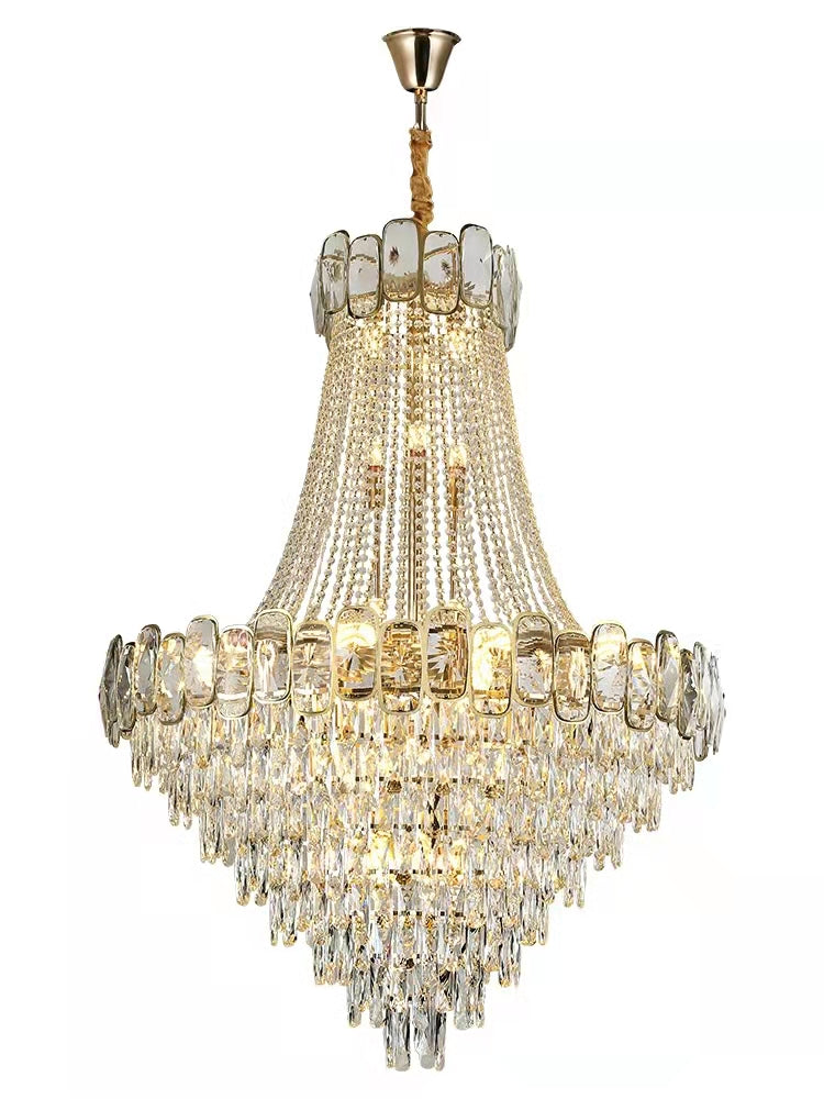 Foyer Staircase Chandelier Luxury K9 Crystal Ceiling Light For Living Room / Hallway-Momo Lighting