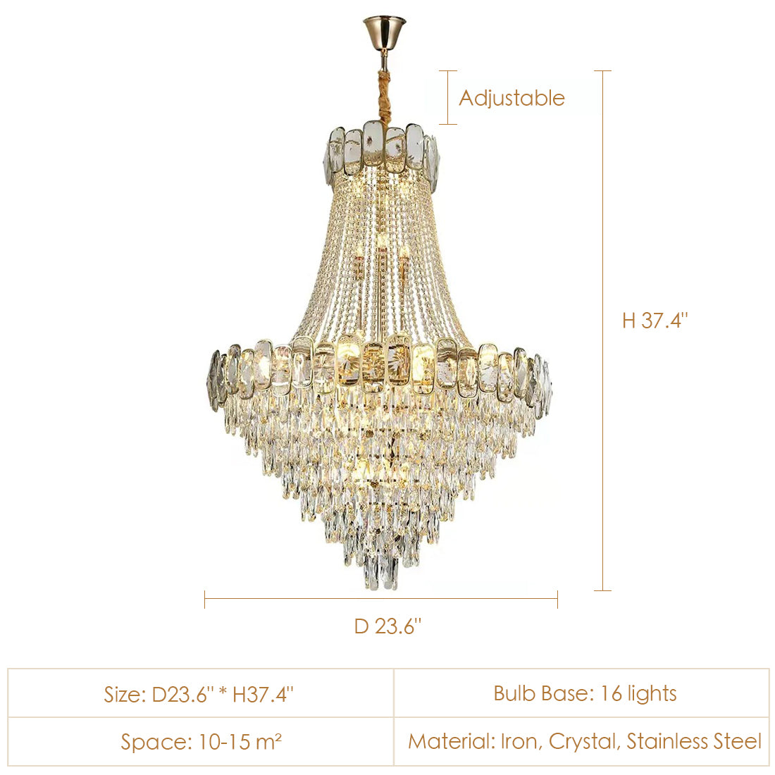 Foyer Staircase Chandelier Luxury K9 Crystal Ceiling Light For Living Room / Hallway-Momo Lighting