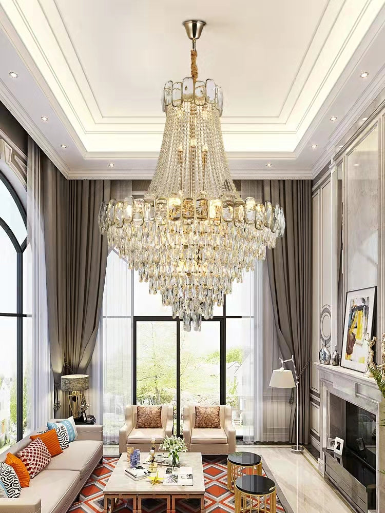 Foyer Staircase Chandelier Luxury K9 Crystal Ceiling Light For Living Room / Hallway-Momo Lighting