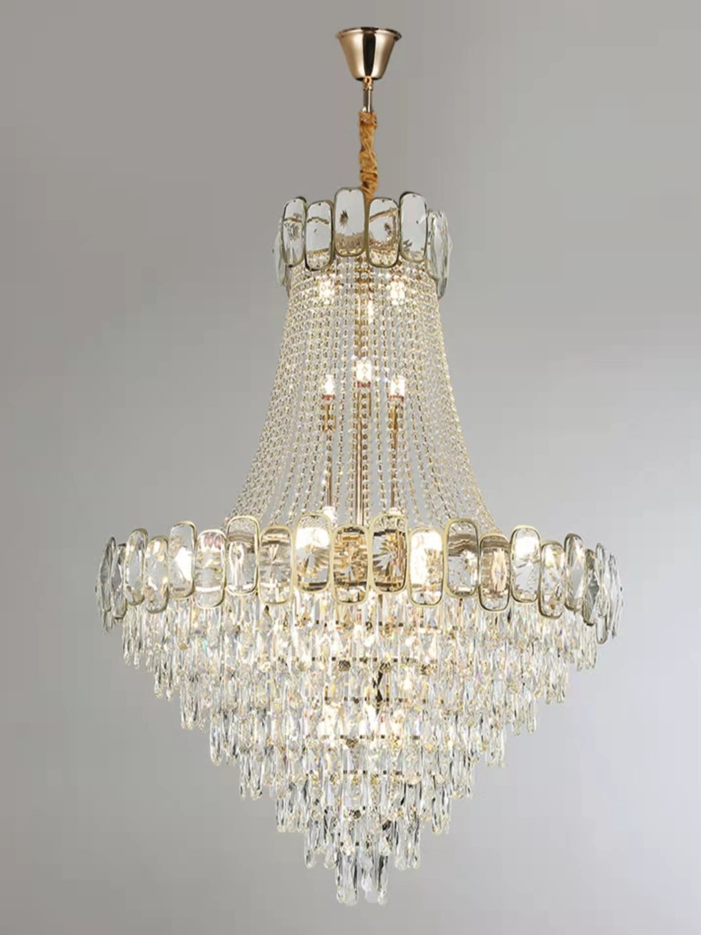 Foyer Staircase Chandelier Luxury K9 Crystal Ceiling Light For Living Room / Hallway-Momo Lighting