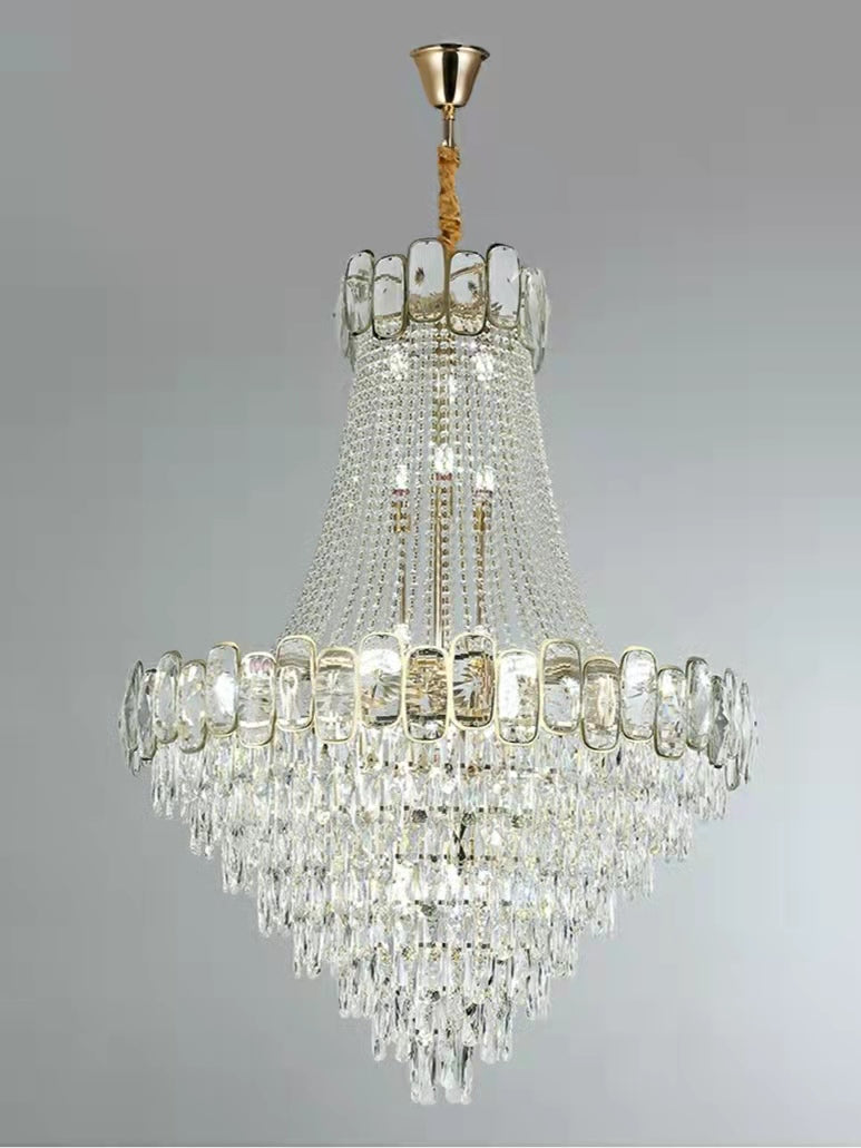 Foyer Staircase Chandelier Luxury K9 Crystal Ceiling Light For Living Room / Hallway-Momo Lighting