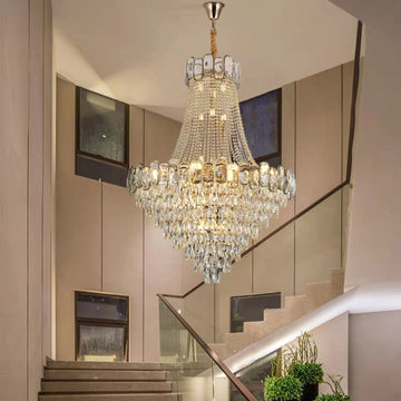 Foyer Staircase Chandelier Luxury K9 Crystal Ceiling Light For Living Room / Hallway-Momo Lighting