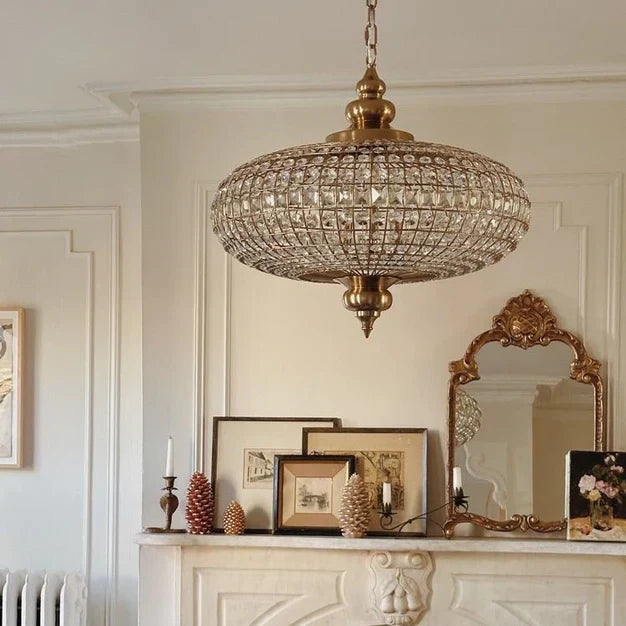 French Empire Vintage Bead Ellipsoid Crystal Chandelier for Living Room/Bedroom-Momo Lighting