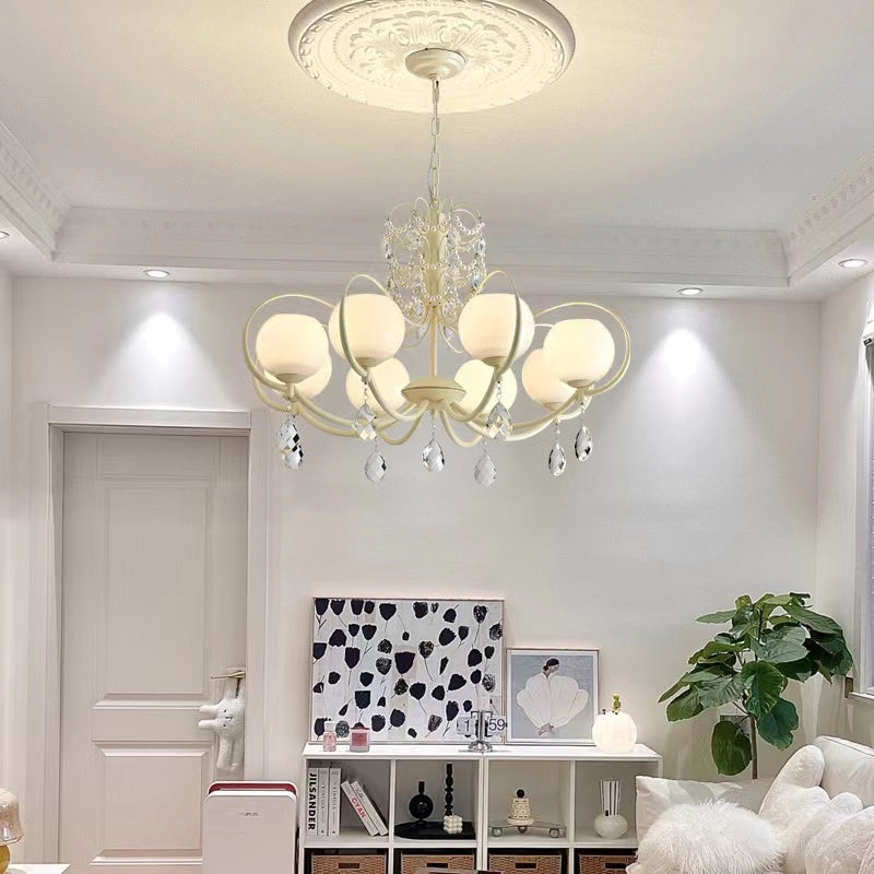 French Modern Minimalist Cream Style Dome Chandelier for Living Room/Bedroom-Momo Lighting