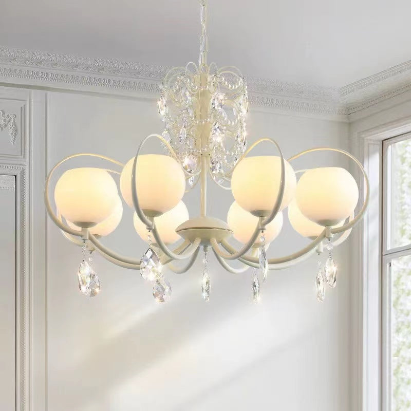 French Modern Minimalist Cream Style Dome Chandelier for Living Room/Bedroom-Momo Lighting