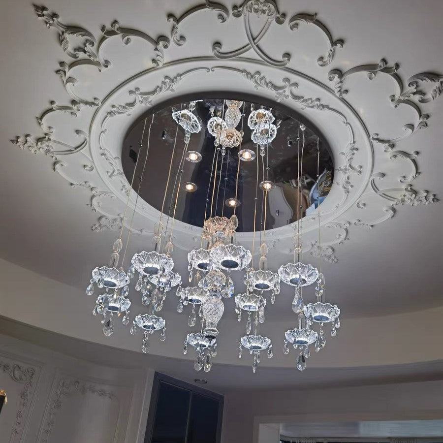 French Romantic Candle Crystal Chandelier White Modern Art Creative Pendant Light For Living Room/Dining Room/Bedroom-Momo Lighting