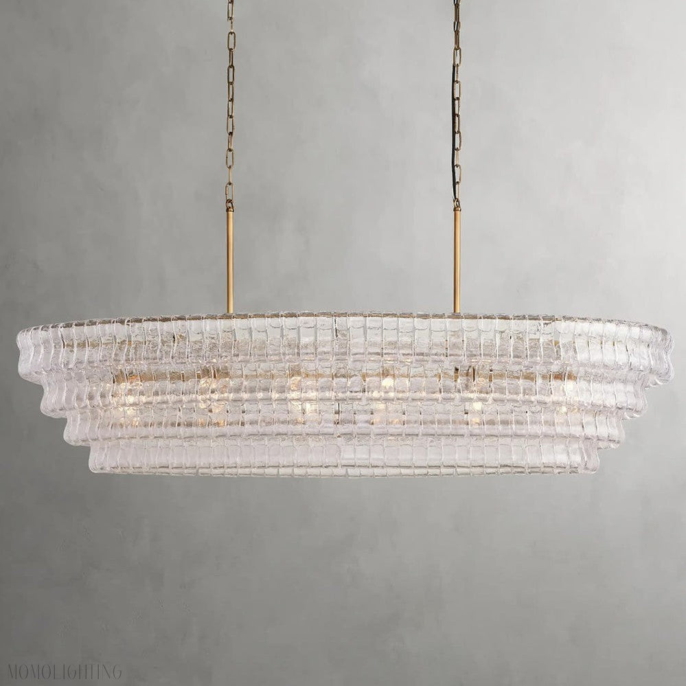 Ghiaccio Glass Oval Chandelier 54"/65"